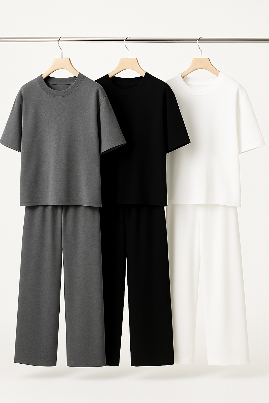 Damen T-Shirt & Hose – Locker, Vintage Stil, Kurzarm & Weites Bein