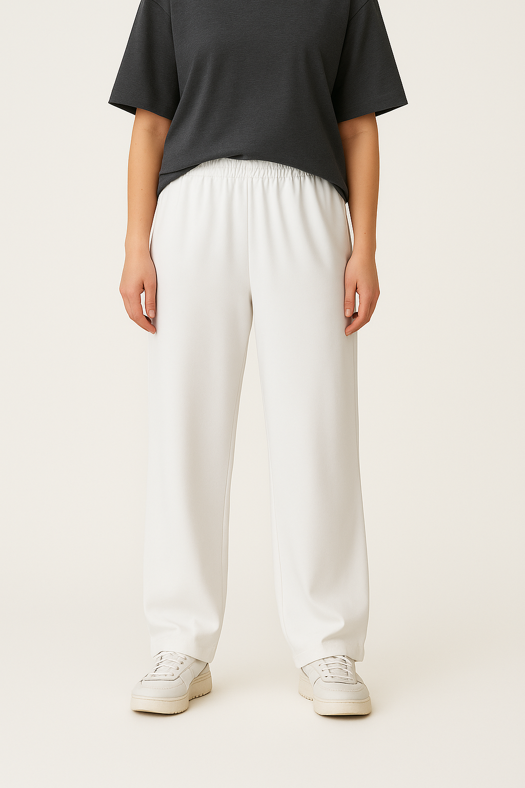Damen T-Shirt & Hose – Locker, Vintage Stil, Kurzarm & Weites Bein