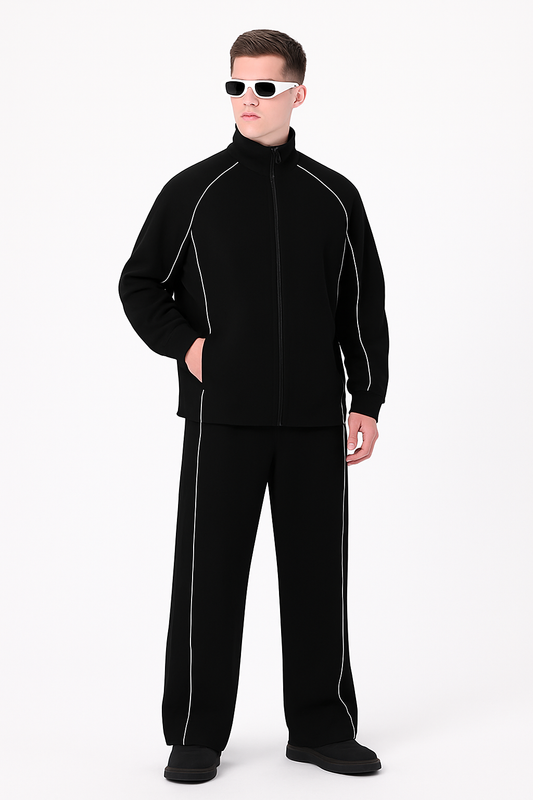 Herren Anzug in Unifarbe mit Streifen – Lässiger Vintage Look, Jacke & Hose Set