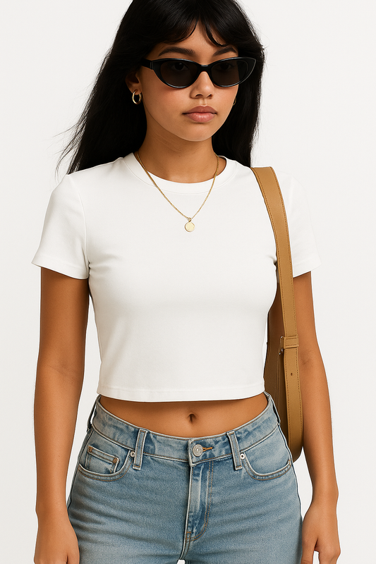 Damen Slim Fit Crop T-Shirt – Sommer Basic Streetwear